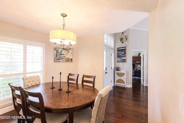 4394 Apple Tree Pl, Jacksonville, FL 32258 - dining room featuring baseboards, crown molding, dark wood-type flooring, and an inviting chandelier