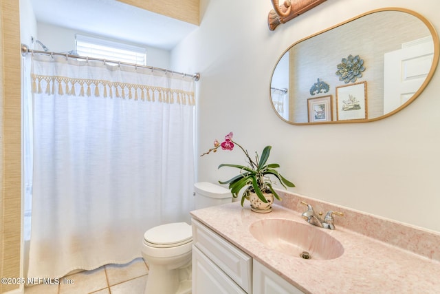 1825 Vista Cove Rd, Saint Augustine, FL 32084 - full bathroom featuring toilet, tile patterned flooring, vanity, and curtained shower