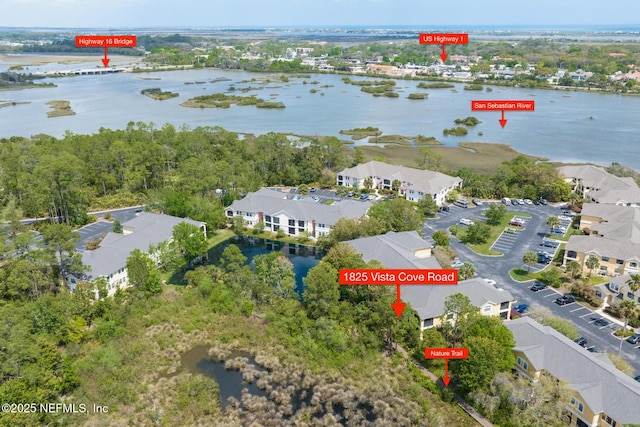 1825 Vista Cove Rd, Saint Augustine, FL 32084 - aerial view of property's location with a large body of water and nearby suburban area