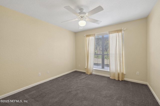132 Beachside Dr, Ponte Vedra Beach, FL 32082 - empty room with baseboards, dark carpet, and a ceiling fan