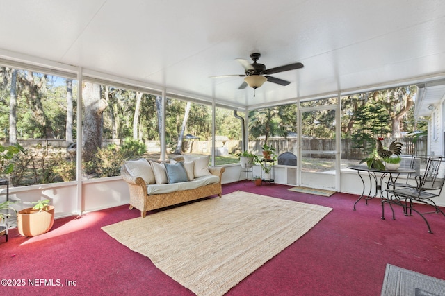 96033 River Marsh Bnd, Fernandina Beach, FL 32034 - sunroom / solarium with a ceiling fan, plenty of natural light, and an outdoor hangout area