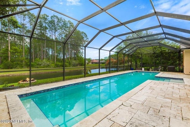 420 Chattan Way, Saint Johns, FL 32259 - pool with a water view, a patio, and glass enclosure