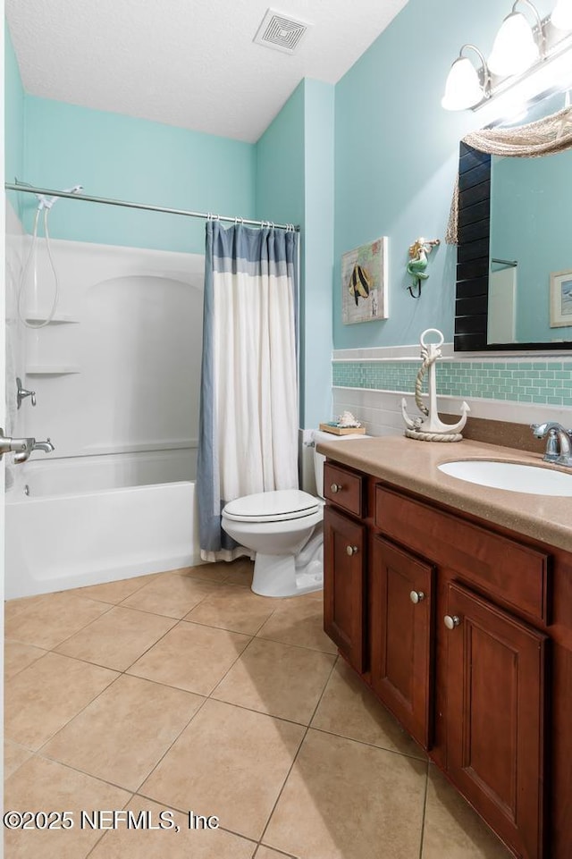 420 Chattan Way, Saint Johns, FL 32259 - bathroom with vanity, visible vents, toilet, shower / tub combo, and tile patterned floors