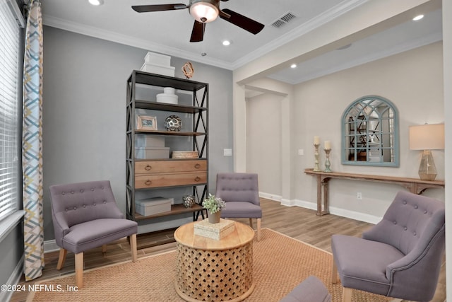75 Mallow Ct, Saint Johns, FL 32259 - living area featuring ceiling fan, visible vents, wood finished floors, baseboards, and recessed lighting