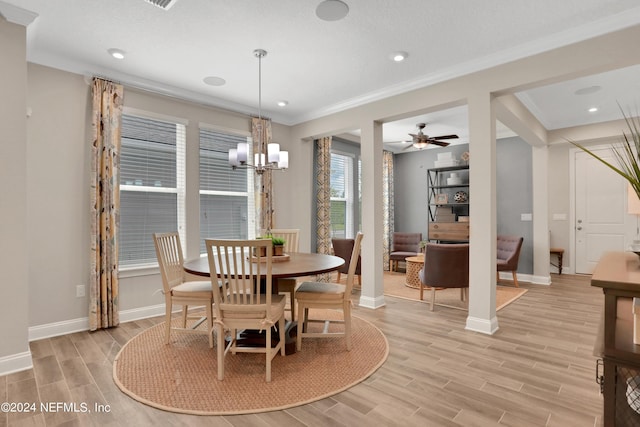 75 Mallow Ct, Saint Johns, FL 32259 - dining room with crown molding, baseboards, recessed lighting, and light wood-type flooring