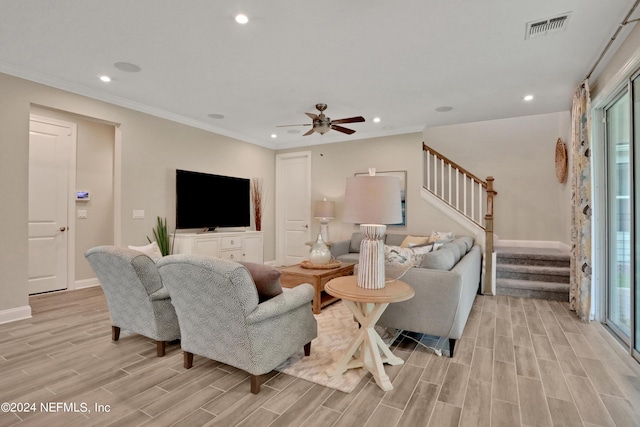 75 Mallow Ct, Saint Johns, FL 32259 - living area featuring visible vents, recessed lighting, stairs, and light wood-style floors
