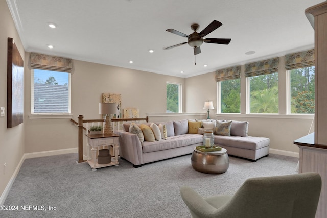 75 Mallow Ct, Saint Johns, FL 32259 - carpeted living area with baseboards, ceiling fan, and a wealth of natural light