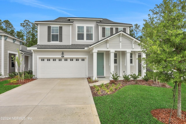 75 Mallow Ct, Saint Johns, FL 32259 - view of front facade featuring a garage, roof with shingles, concrete driveway, and a front lawn
