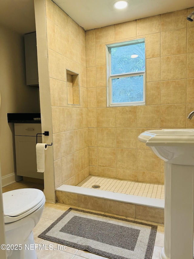 2443 Pine Estates Rd E, Jacksonville, FL 32218 - bathroom with toilet, tile patterned floors, and tiled shower