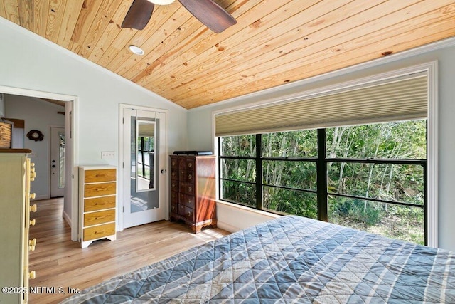 6960 Charles St, Saint Augustine, FL 32080 - bedroom featuring wooden ceiling, multiple windows, vaulted ceiling, and wood finished floors