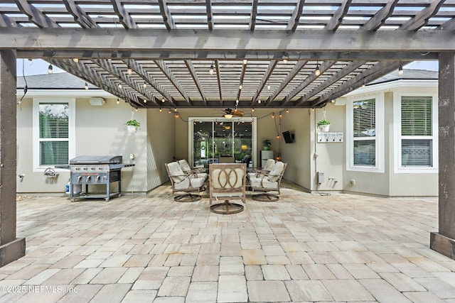 105 Weathered Oak Ct, Saint Johns, FL 32259 - view of patio featuring a ceiling fan, a pergola, outdoor dining area, and a grill