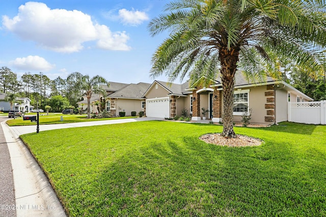 105 Weathered Oak Ct, Saint Johns, FL 32259 - view of front facade featuring stucco siding, stone siding, driveway, and a garage