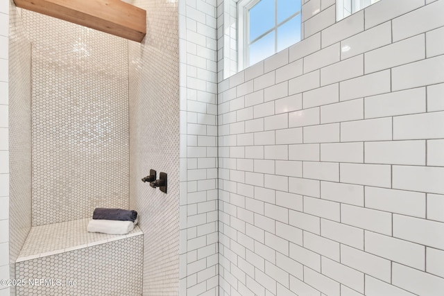 258 Haas Ave, Saint Augustine, FL 32095 - full bathroom with tiled shower and a chandelier