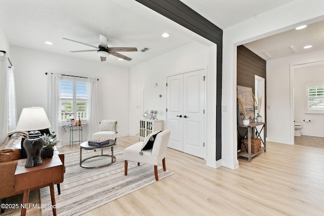 258 Haas Ave, Saint Augustine, FL 32095 - sitting room featuring plenty of natural light, a ceiling fan, light wood-style flooring, recessed lighting, and baseboards
