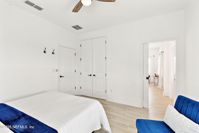 258 Haas Ave, Saint Augustine, FL 32095 - bedroom with light wood-style flooring, a closet, baseboards, and a ceiling fan