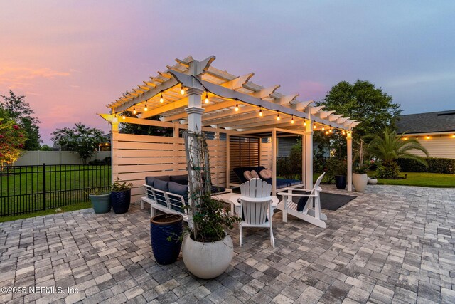 258 Haas Ave, Saint Augustine, FL 32095 - patio terrace at dusk with a pergola and a patio area