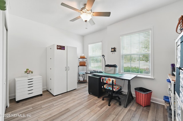 3313 Loofah Pl, Green Cove Springs, FL 32043 - office space with baseboards, ceiling fan, and light wood-style floors