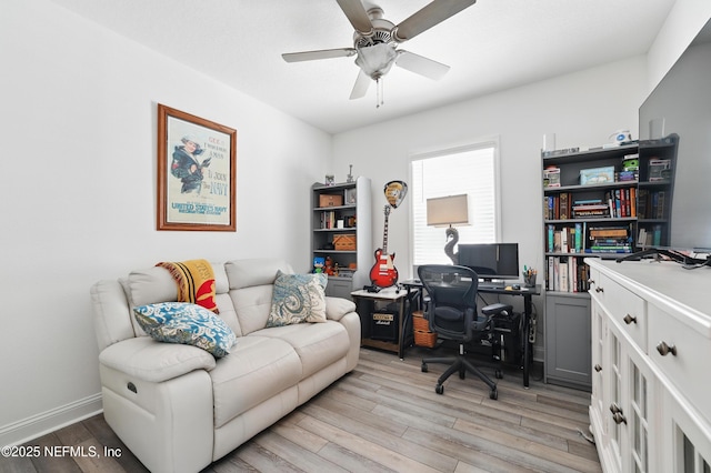 3313 Loofah Pl, Green Cove Springs, FL 32043 - office with light wood finished floors, ceiling fan, and baseboards