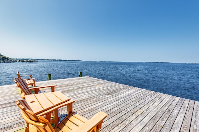 view of dock featuring a water view