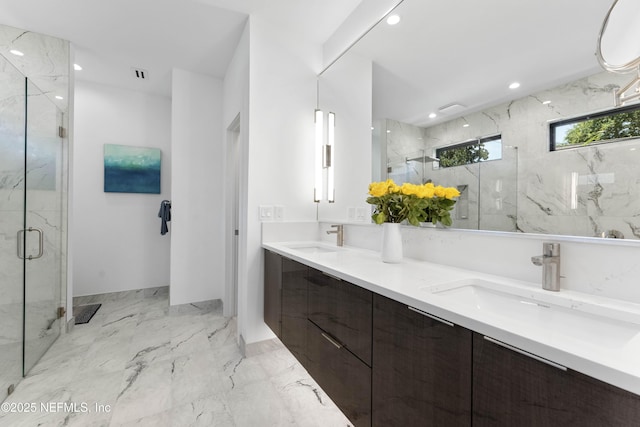 1592 Harbour Club Dr, Ponte Vedra Beach, FL 32082 - full bath featuring marble finish floor, a sink, and a marble finish shower