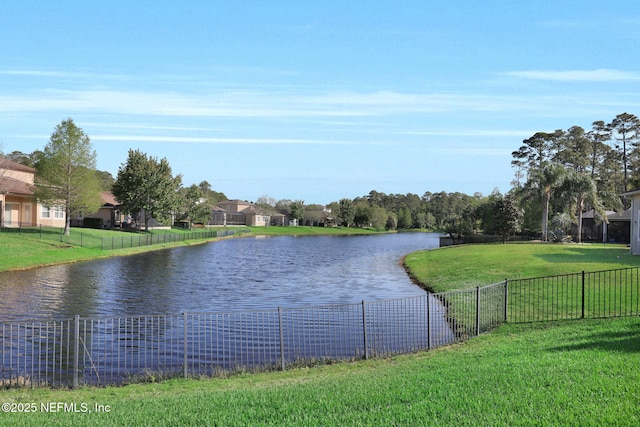 property view of water with fence
