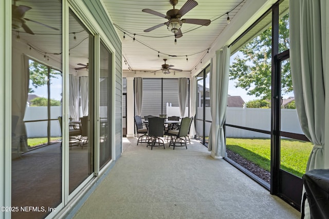 243 Olivette St, Saint Johns, FL 32259 - unfurnished sunroom featuring outdoor dining space, a healthy amount of sunlight, and ceiling fan