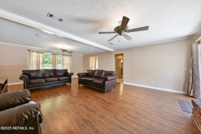 10870 High Ridge Rd, Jacksonville, FL 32225 - living room with visible vents, a ceiling fan, and wood finished floors