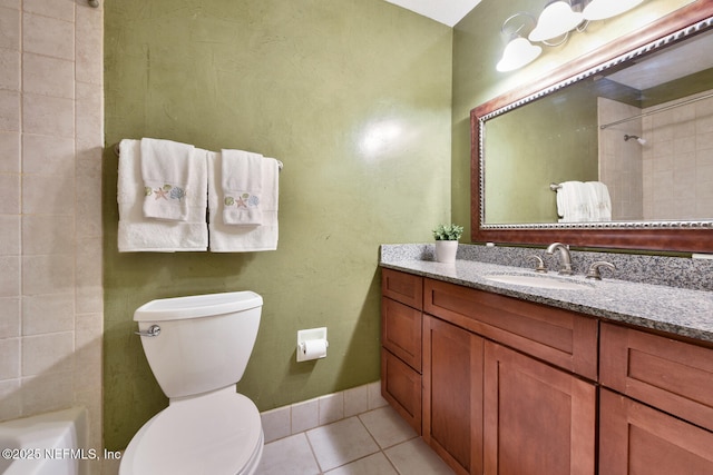 10870 High Ridge Rd, Jacksonville, FL 32225 - full bathroom featuring baseboards, toilet, a shower, vanity, and tile patterned floors