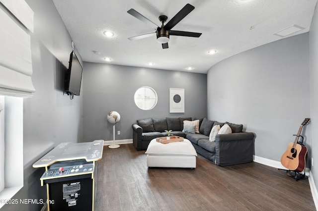 890 Beach Ave, Atlantic Beach, FL 32233 - living area featuring recessed lighting, baseboards, a ceiling fan, and wood finished floors