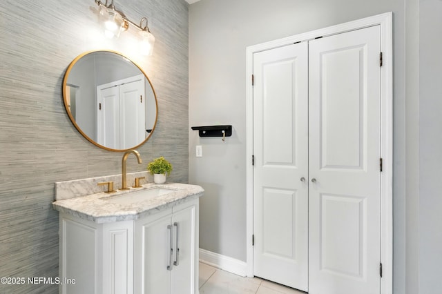 890 Beach Ave, Atlantic Beach, FL 32233 - bathroom featuring tile patterned floors, vanity, and baseboards