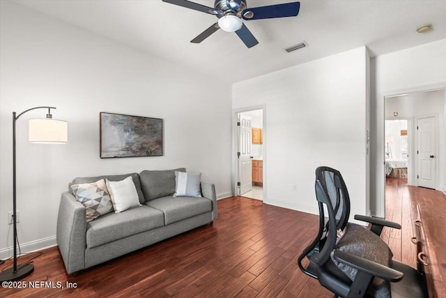 13648 Marsh Harbor Dr N, Jacksonville, FL 32225 - office space featuring wood-type flooring, visible vents, baseboards, and ceiling fan