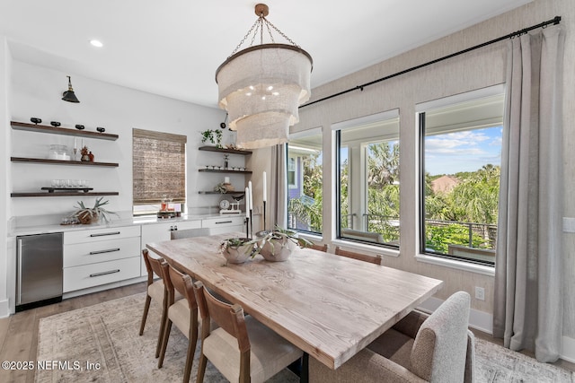 3516 1st St S, Jacksonville Beach, FL 32250 - dining space featuring recessed lighting, a notable chandelier, a healthy amount of sunlight, and light wood-style floors
