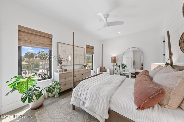 3516 1st St S, Jacksonville Beach, FL 32250 - bedroom with wood finished floors, ceiling fan, and recessed lighting