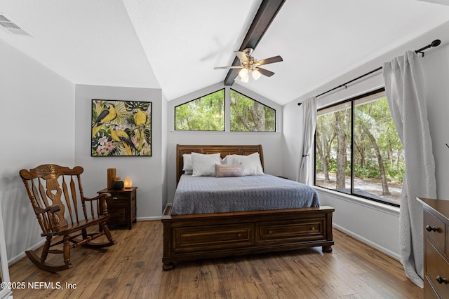 97282 Yorkshire Dr, Yulee, FL 32097 - bedroom with hardwood / wood-style floors, baseboards, and ceiling fan