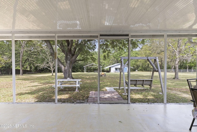 view of unfurnished sunroom