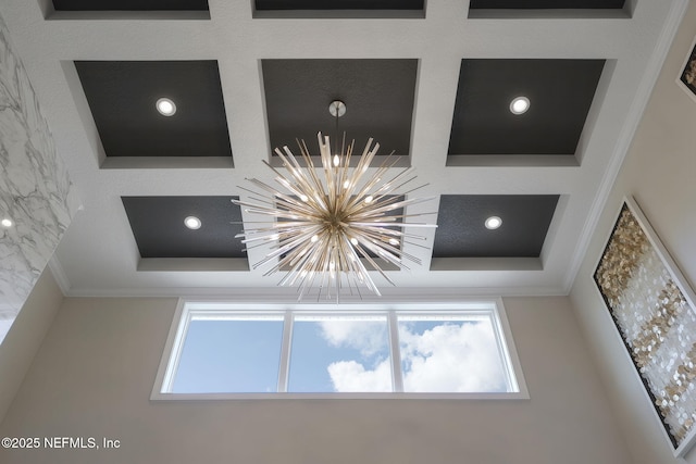 247 Vale Dr, Saint Augustine, FL 32095 - interior details with recessed lighting, a chandelier, and crown molding