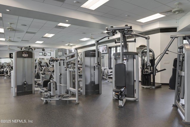 247 Vale Dr, Saint Augustine, FL 32095 - exercise room featuring visible vents and a drop ceiling