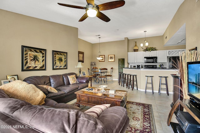 400 Timberwalk Ct Unit 1333, Ponte Vedra Beach, FL 32082 - living room featuring light tile patterned floors, baseboards, and a ceiling fan