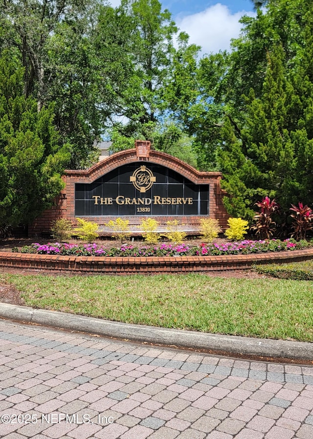 view of community sign