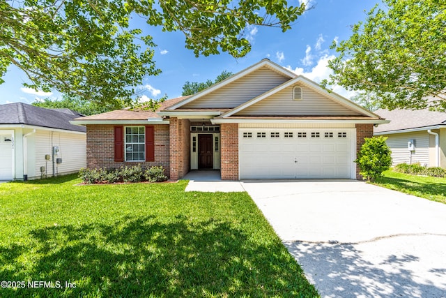 1217 Maclaren St, Saint Augustine, FL 32092 - single story home featuring brick siding, a front yard, and a garage