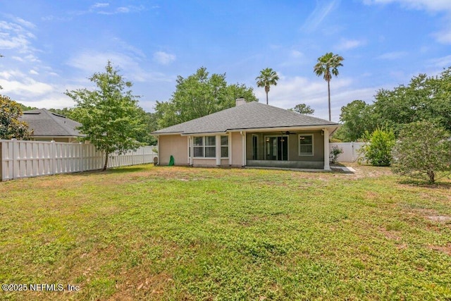 1029 Buttercup Dr, Saint Johns, FL 32259 - rear view of house featuring a chimney and a ceiling fan