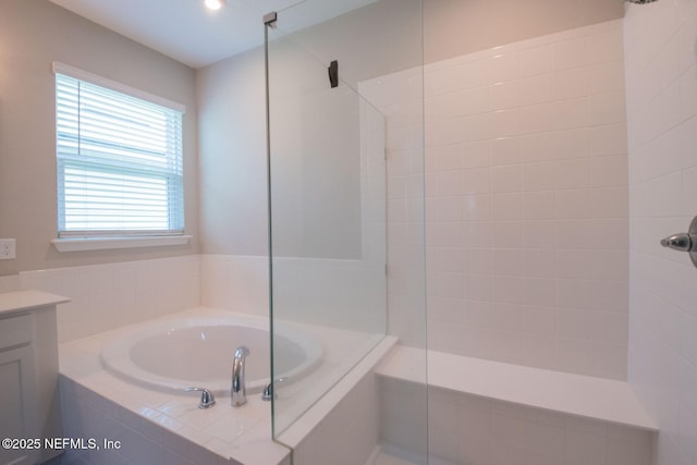 75309 White Rabbit Ave, Yulee, FL 32097 - bathroom with a bath, walk in shower, and vanity