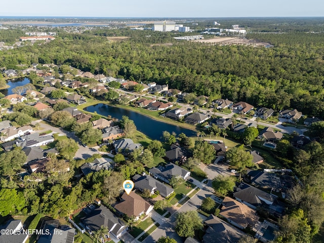 13738 Harbor Creek Pl, Jacksonville, FL 32224 - drone / aerial view featuring a water view, a forest view, and a residential view