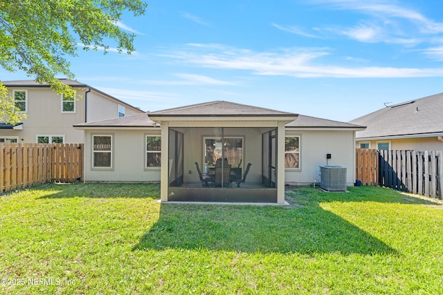116 Timberwood Dr, Saint Augustine, FL 32084 - rear view of property with a sunroom and central AC unit