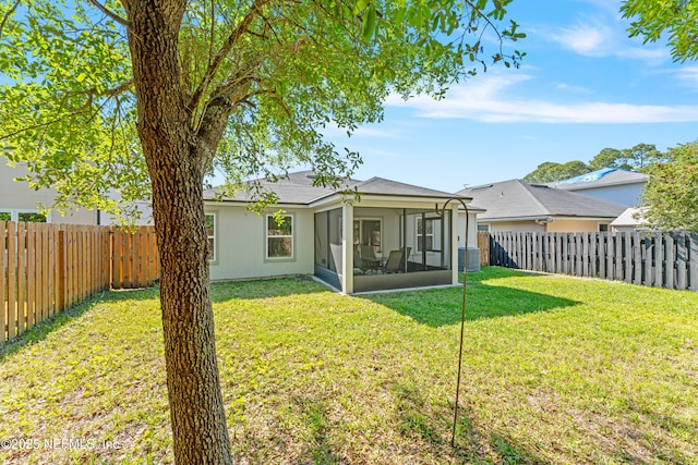 116 Timberwood Dr, Saint Augustine, FL 32084 - rear view of property featuring a sunroom and central air condition unit