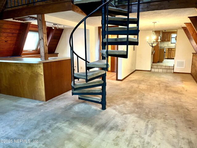 510 W Hillsborough Ave, Florahome, FL 32140 - interior space with a chandelier, a wealth of natural light, carpet, and visible vents
