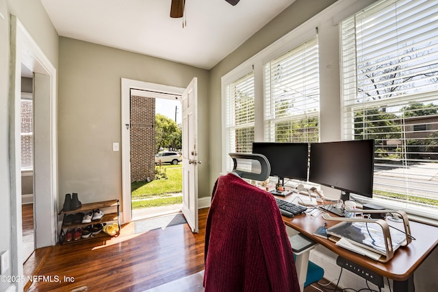 2649 Dellwood Ave, Jacksonville, FL 32204 - office space featuring a ceiling fan and wood finished floors