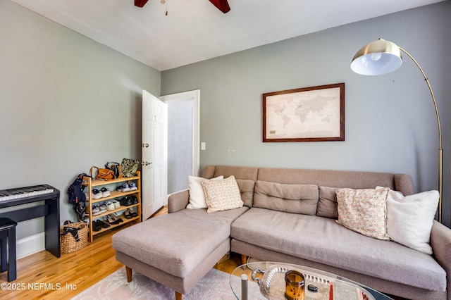 2649 Dellwood Ave, Jacksonville, FL 32204 - living room featuring light wood finished floors and ceiling fan