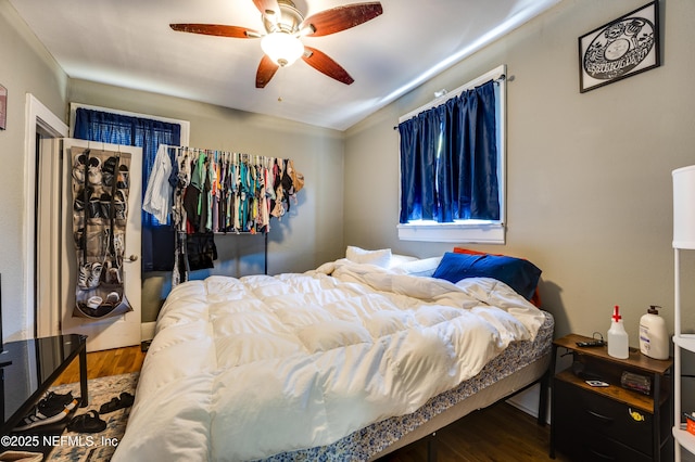 2649 Dellwood Ave, Jacksonville, FL 32204 - bedroom featuring ceiling fan and wood finished floors
