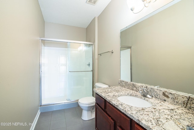 8235 Lobster Bay Ct Unit 305, Jacksonville, FL 32256 - full bath featuring visible vents, toilet, vanity, tile patterned flooring, and a stall shower